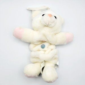 Vintage Snuggle Toy Bear Plush Musical Crib Pull Toy Cream Pastel 90s Soft